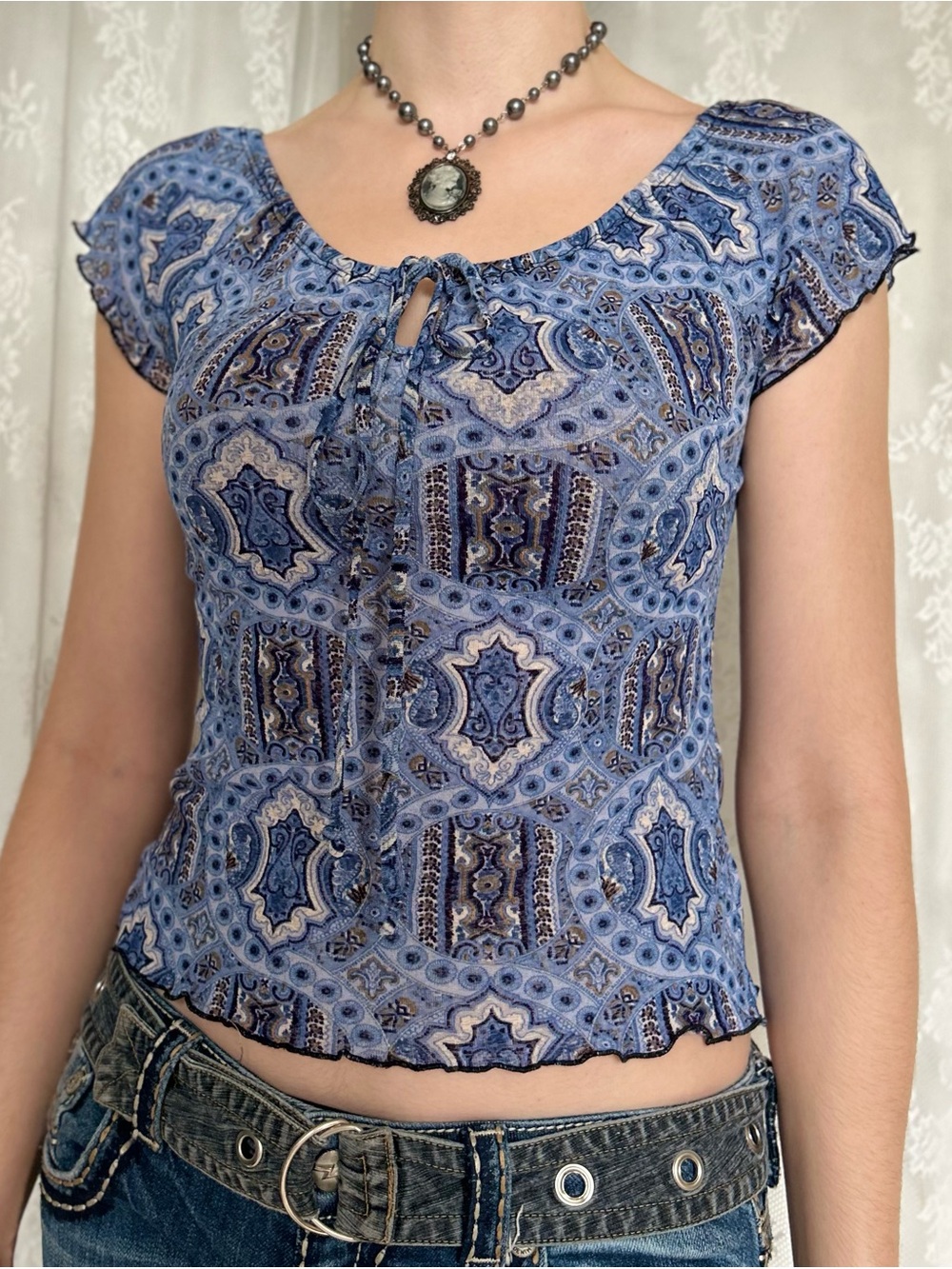 Y2K 2000s Whimsygoth Blue Blouse